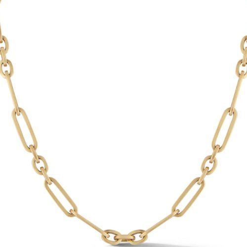 Patterned Linked Gold Chain Necklace