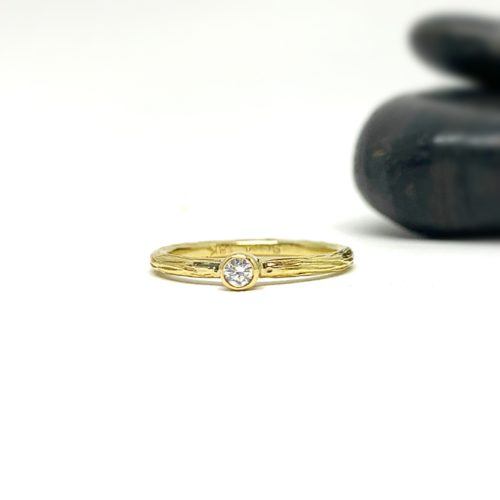 Yellow Gold and Diamond Textured Band