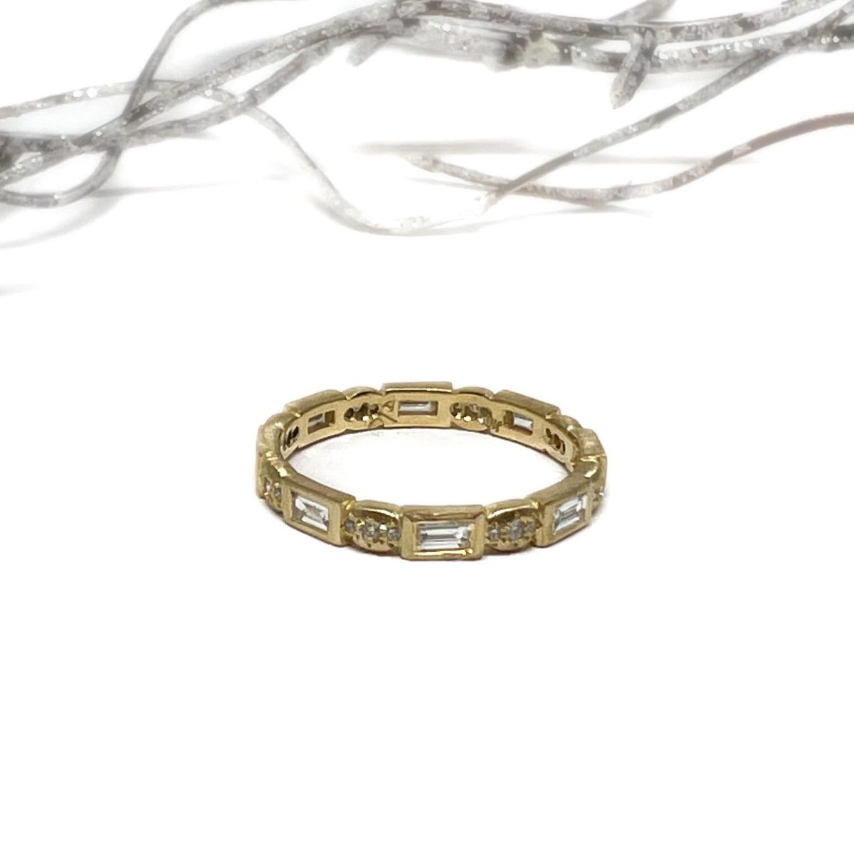 Yellow Gold and Diamond Baguette Band