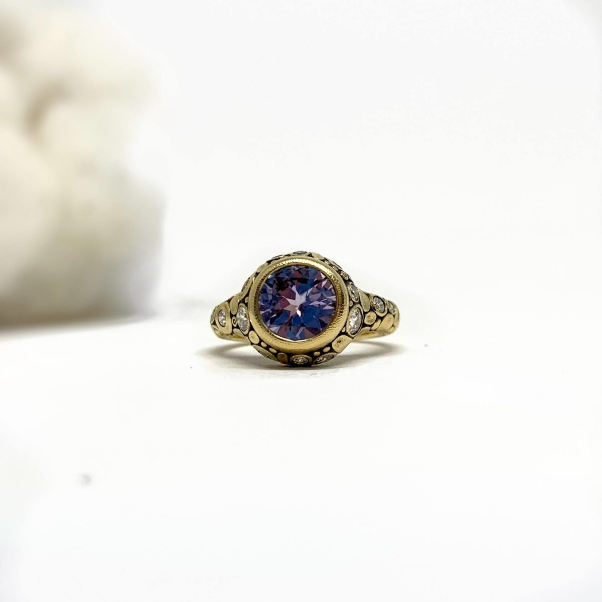 Yellow Gold Sapphire and Diamond Ring