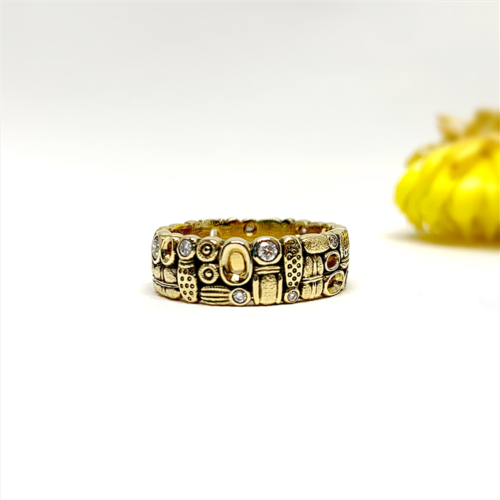 Yellow Gold and Diamond Open Oval Band