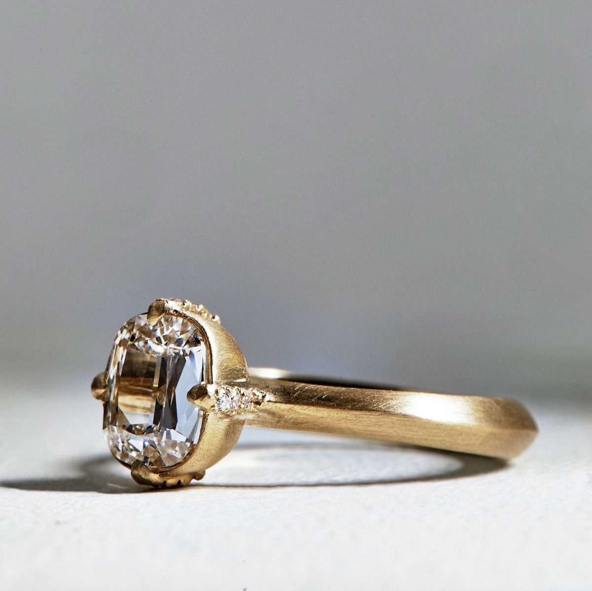 1.08 CT Old Mine Cushion Engagement Ring
