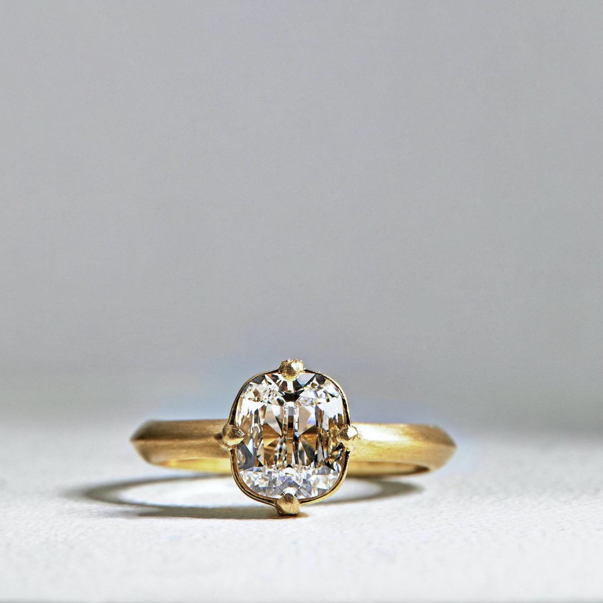 1.08 CT Old Mine Cushion Engagement Ring
