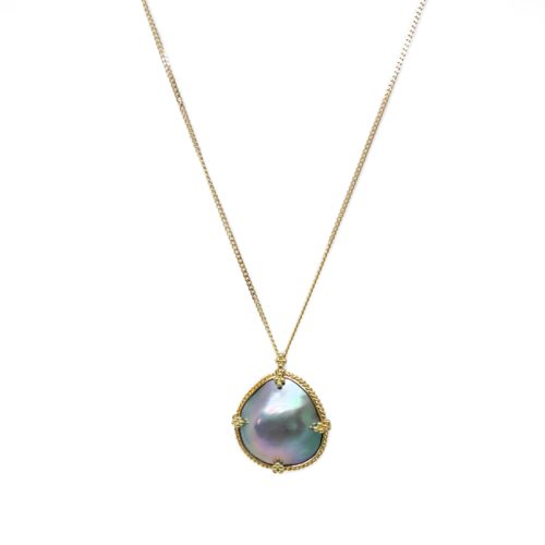 Yellow Gold and Mabe Pearl Pendant