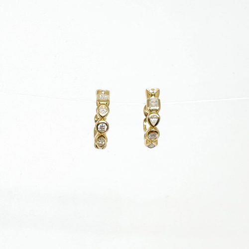 Yellow Gold and Fancy Diamond Petite Hoop Earring