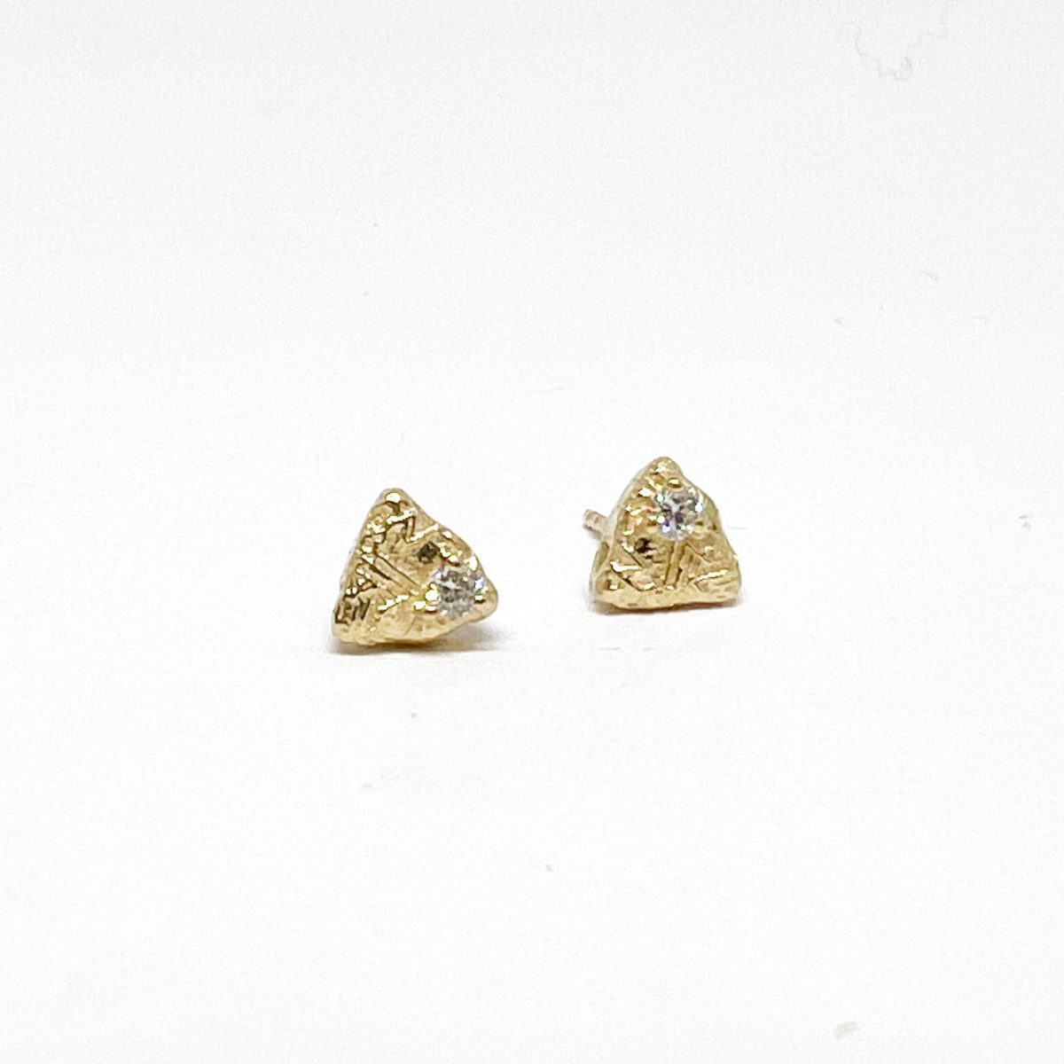 Yellow Gold and Diamond Trigon Studs