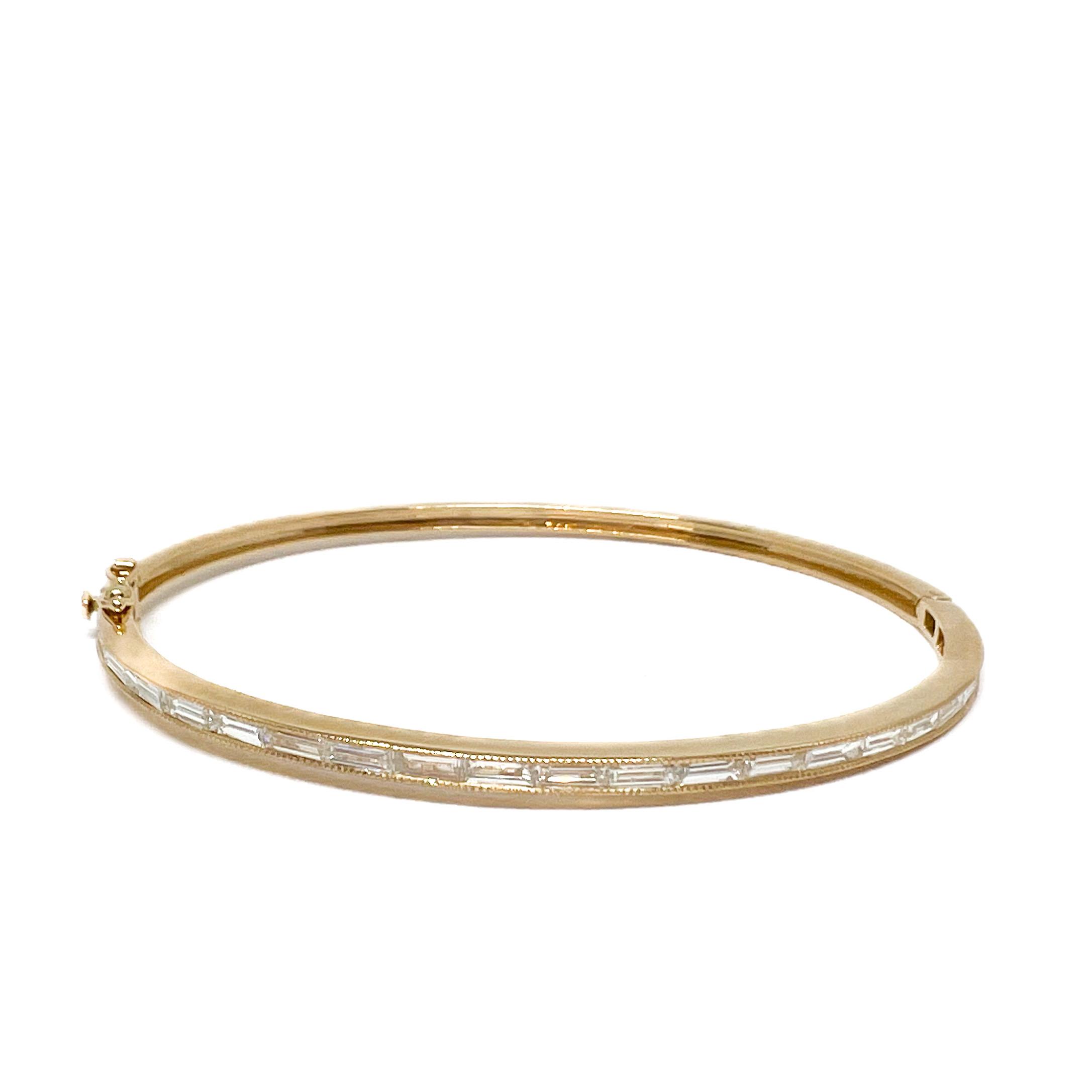 Baguette Diamond Hinged Oval Bangle | Von Bargen's Jewelry