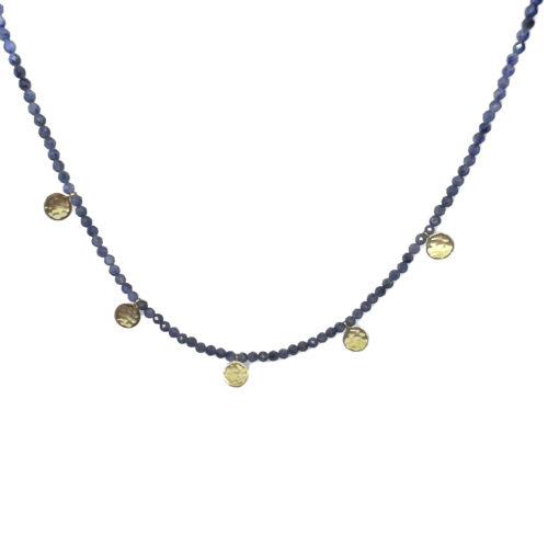 Yellow Gold and Sapphire Disc Necklace