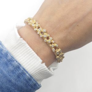 Yellow Gold and Diamond Hinge Bracelet