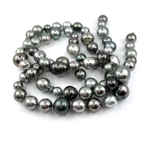 Silver, Diamond and Tahitian Pearl Necklace
