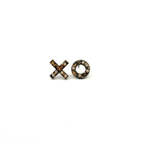Sterling and Yellow Gold X and O Studs