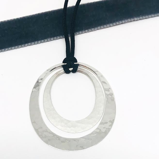 Sterling Silver Double Oval Eclipse Pendant