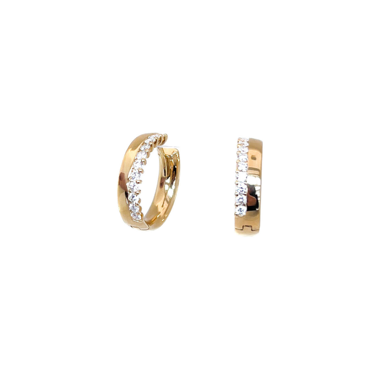 Yellow Gold and Diamond Hoops