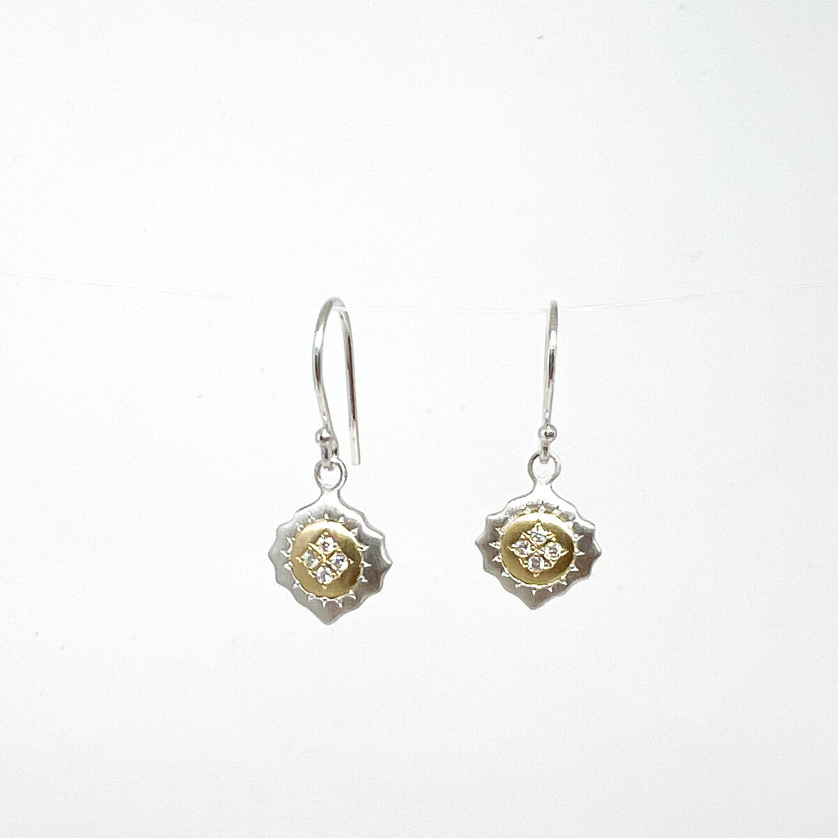 Mixed Metal East & West Diamond Earrings