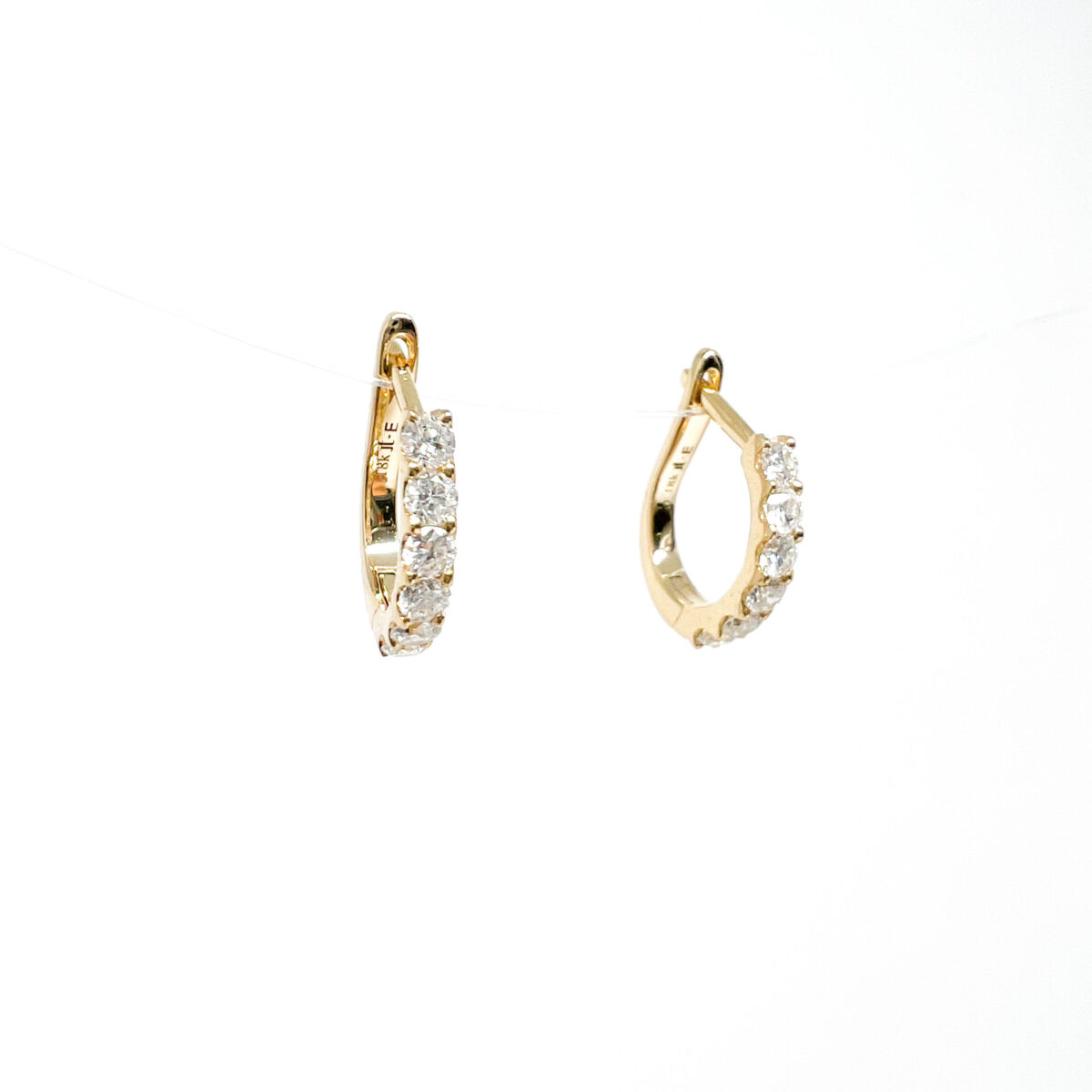 Yellow gold and Diamond Petite Hoops