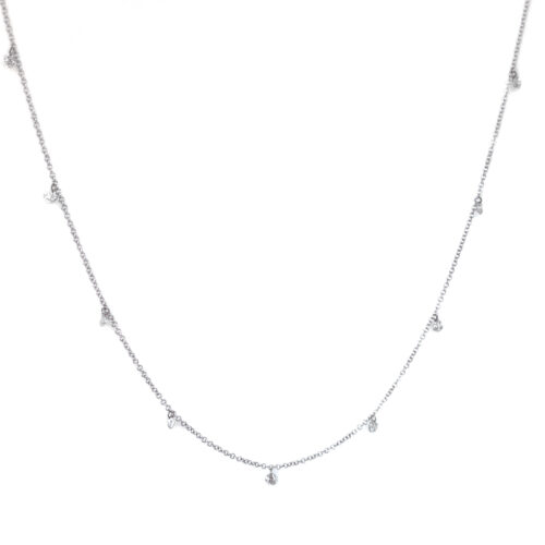 White Gold and Diamond Floating Necklace