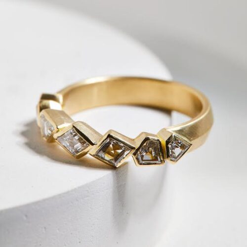 Yellow Gold and Geometric Diamond Ring