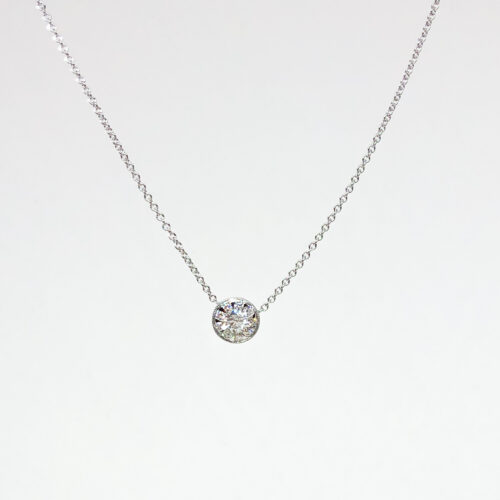 White Gold and Sunburst Diamond Necklace