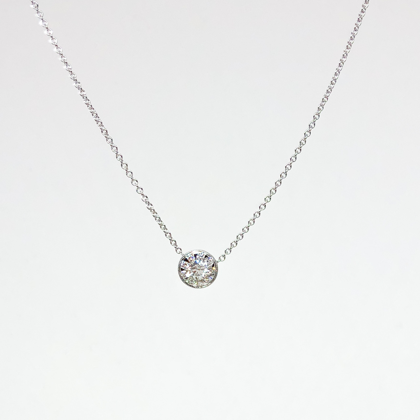 White Gold and Sunburst Diamond Necklace | Von Bargen's Jewelry