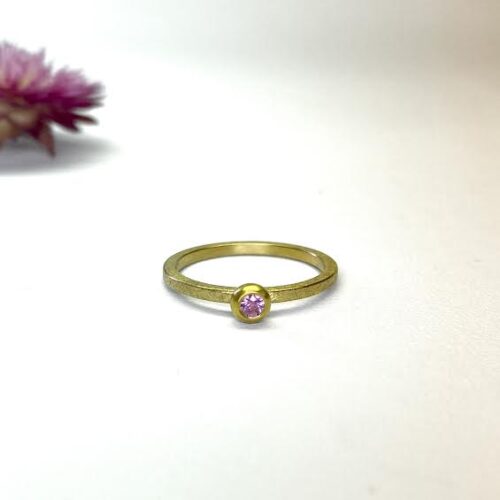Yellow Gold and Pink Sapphire Ring