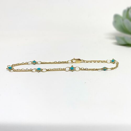 Yellow Gold and Turquoise Whisper Bracelet