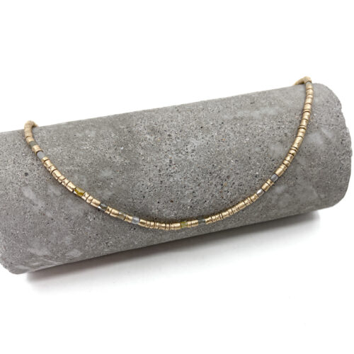Yellow Gold and Diamond Beaded Necklace