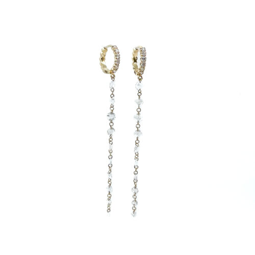Yellow Gold and Diamond Linear Drop Earrings