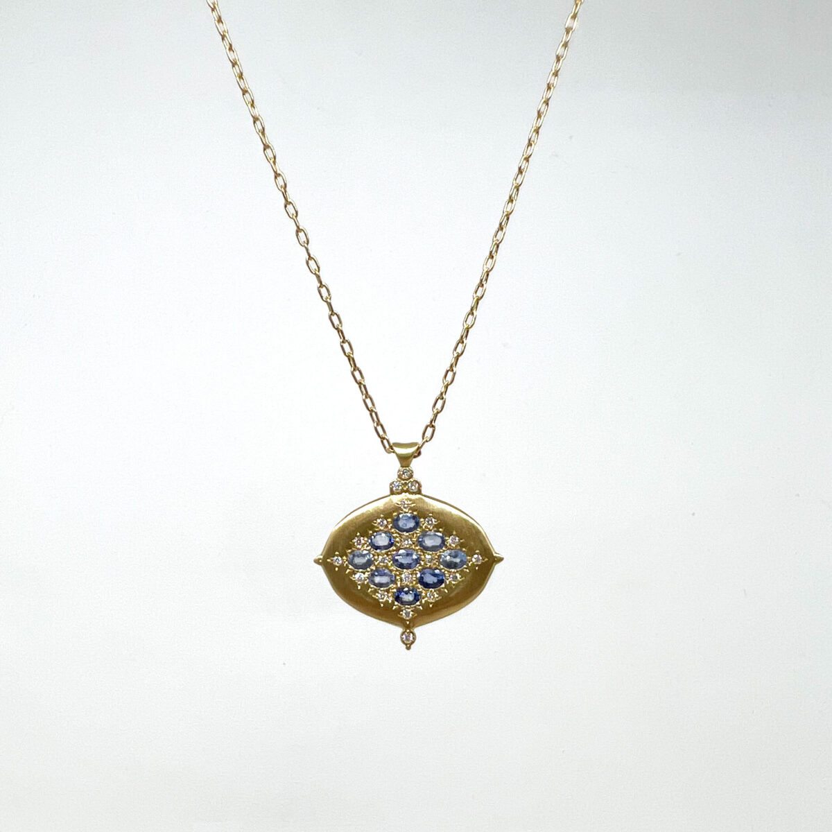 Yellow Gold Sapphire and Diamond Pendant