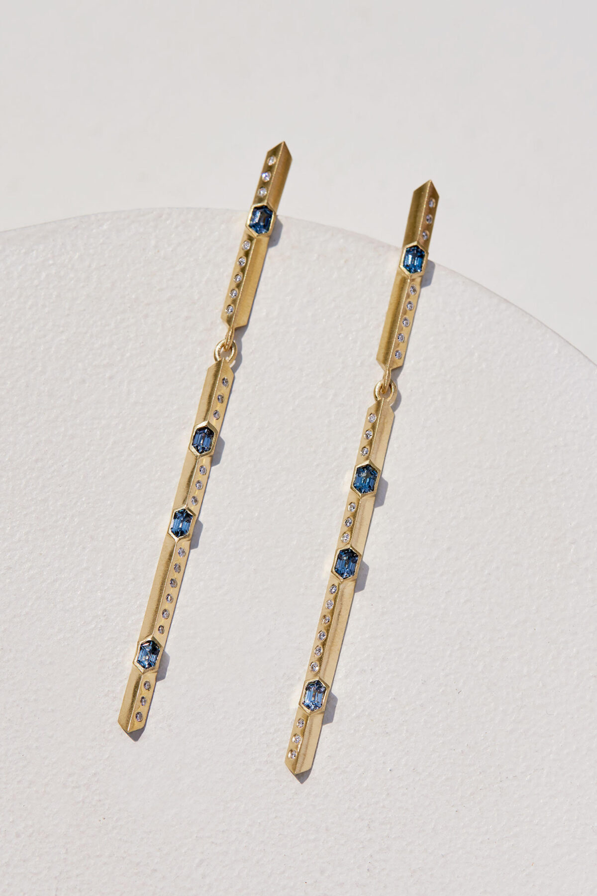 Spinel, Diamond and 18k Yellow Gold Earrings