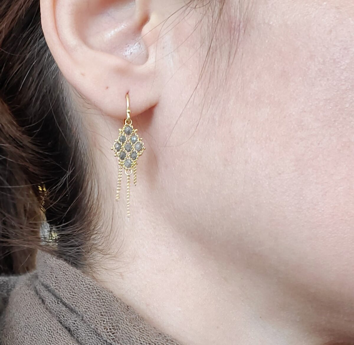 Grey Diamond Fringe Earring