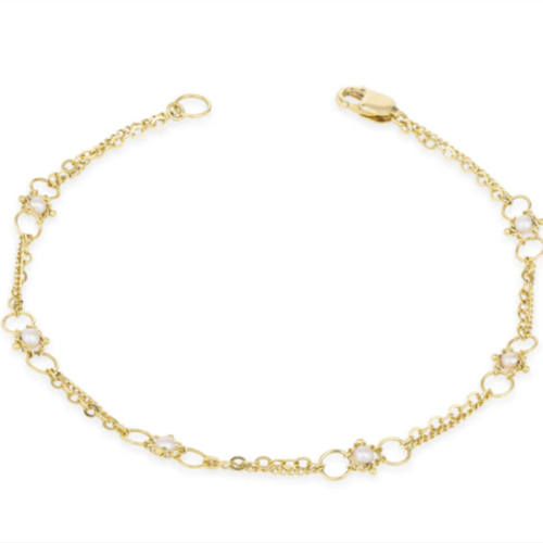 Yellow Gold Pearl Station Bracelet