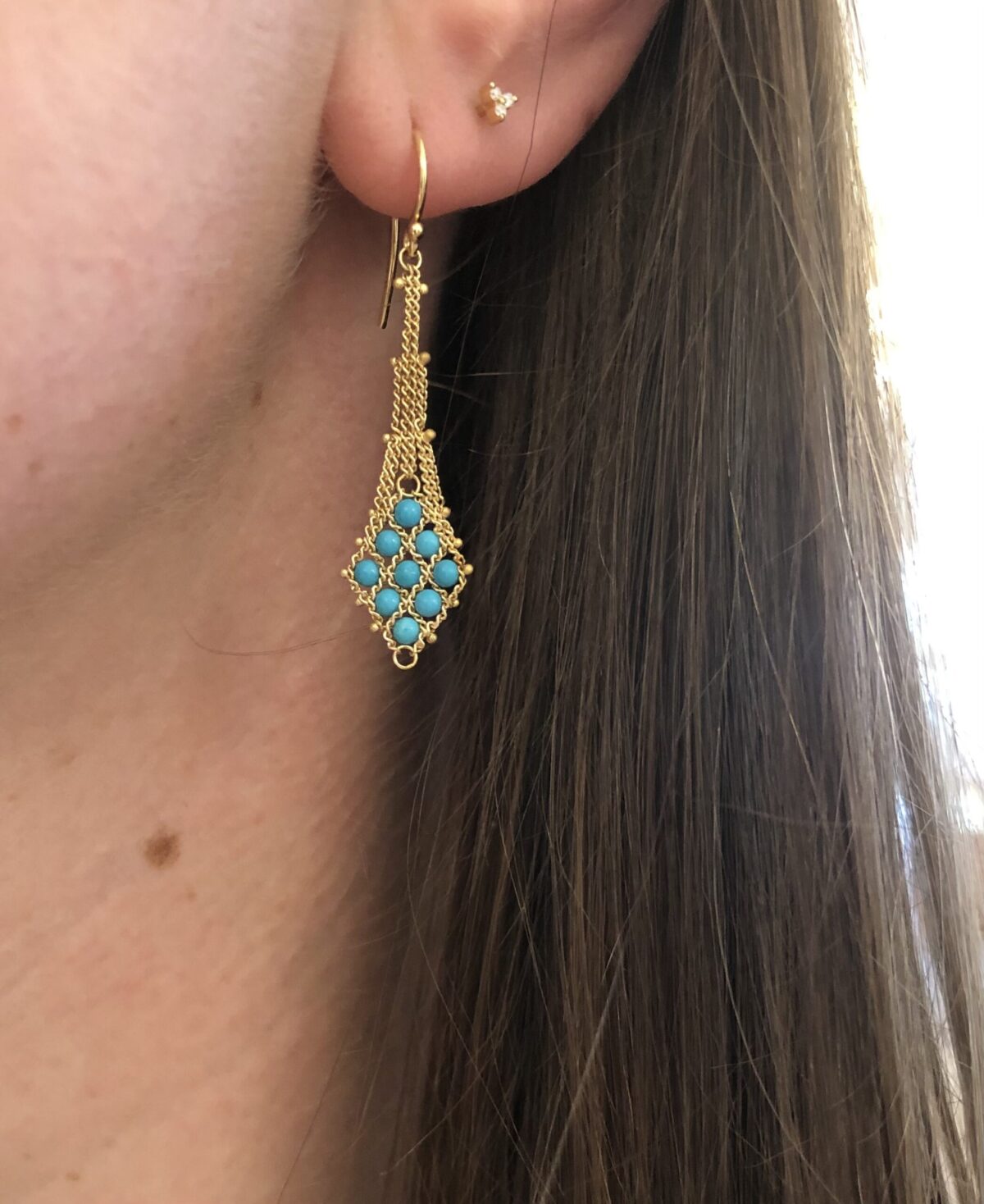 Turquoise Kite Shaped Drop Earrings