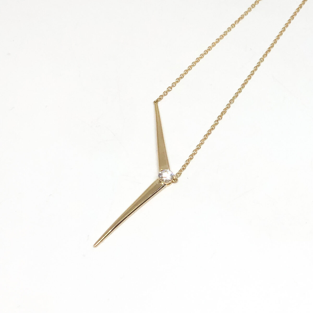 Yellow Gold and Diamond Y Necklace