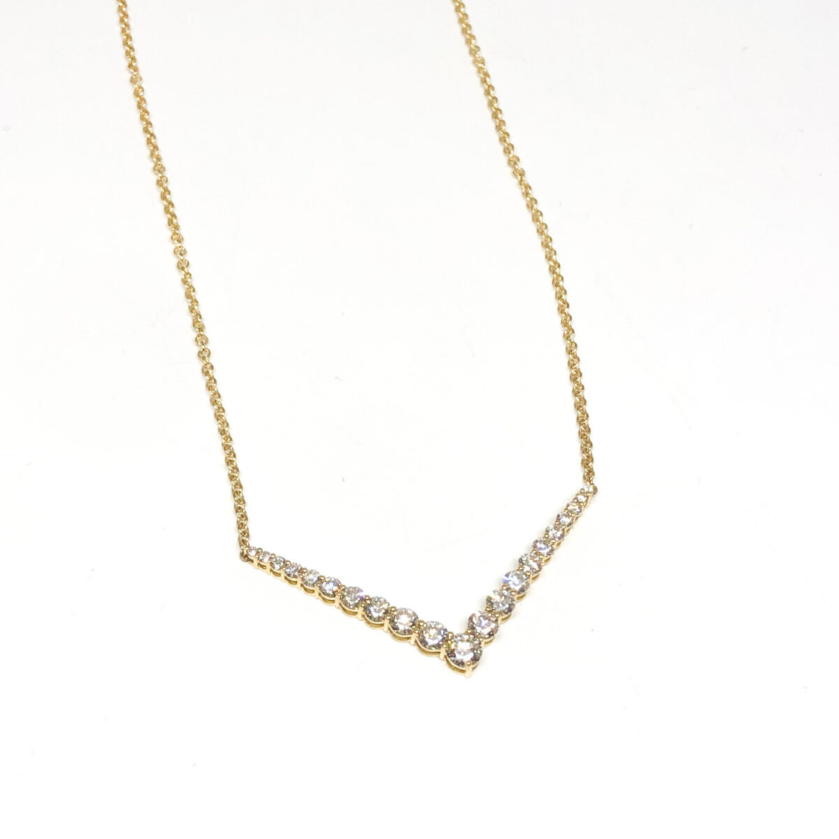 Yellow Gold and Diamond V Necklace