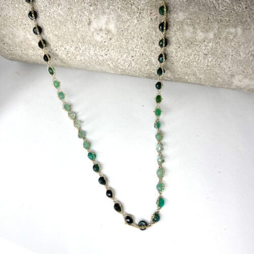 Emerald Textile Necklace 24"