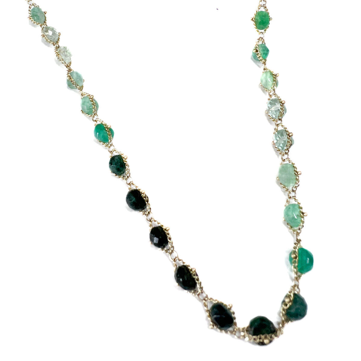 Emerald Textile Necklace 24"