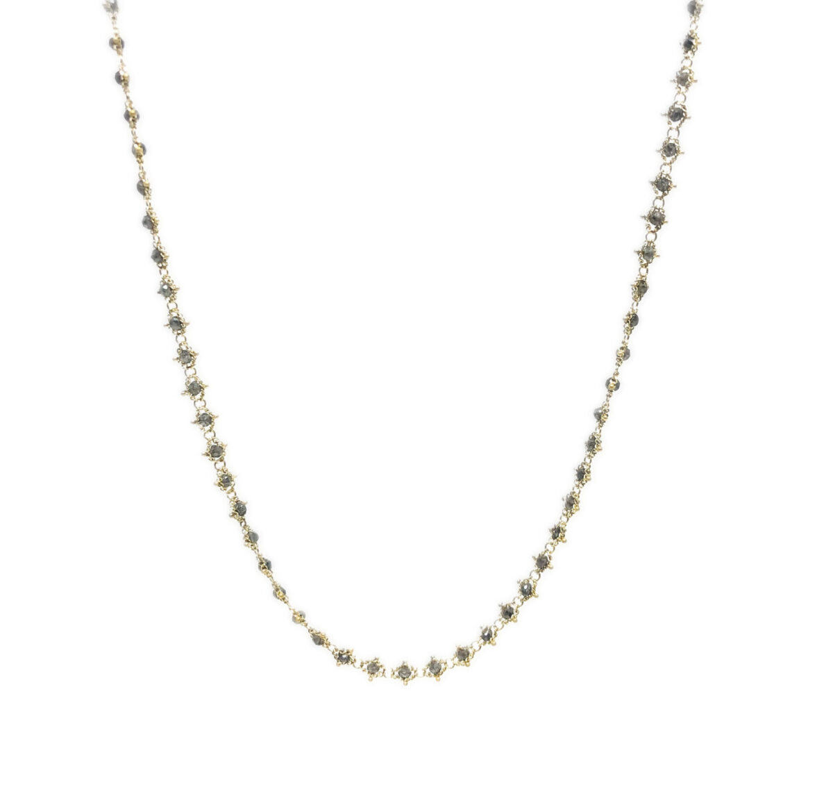 Gold & Gray Diamond Textile Necklace