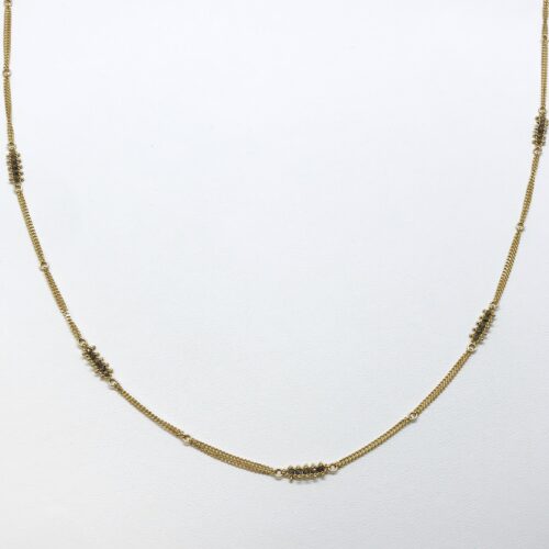Yellow Gold Champagne Diamond Textile Station Necklace