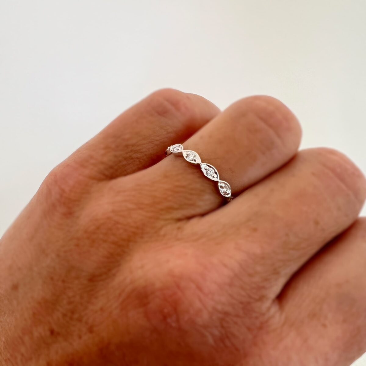 White Gold Circle and Marquis Eternity Band