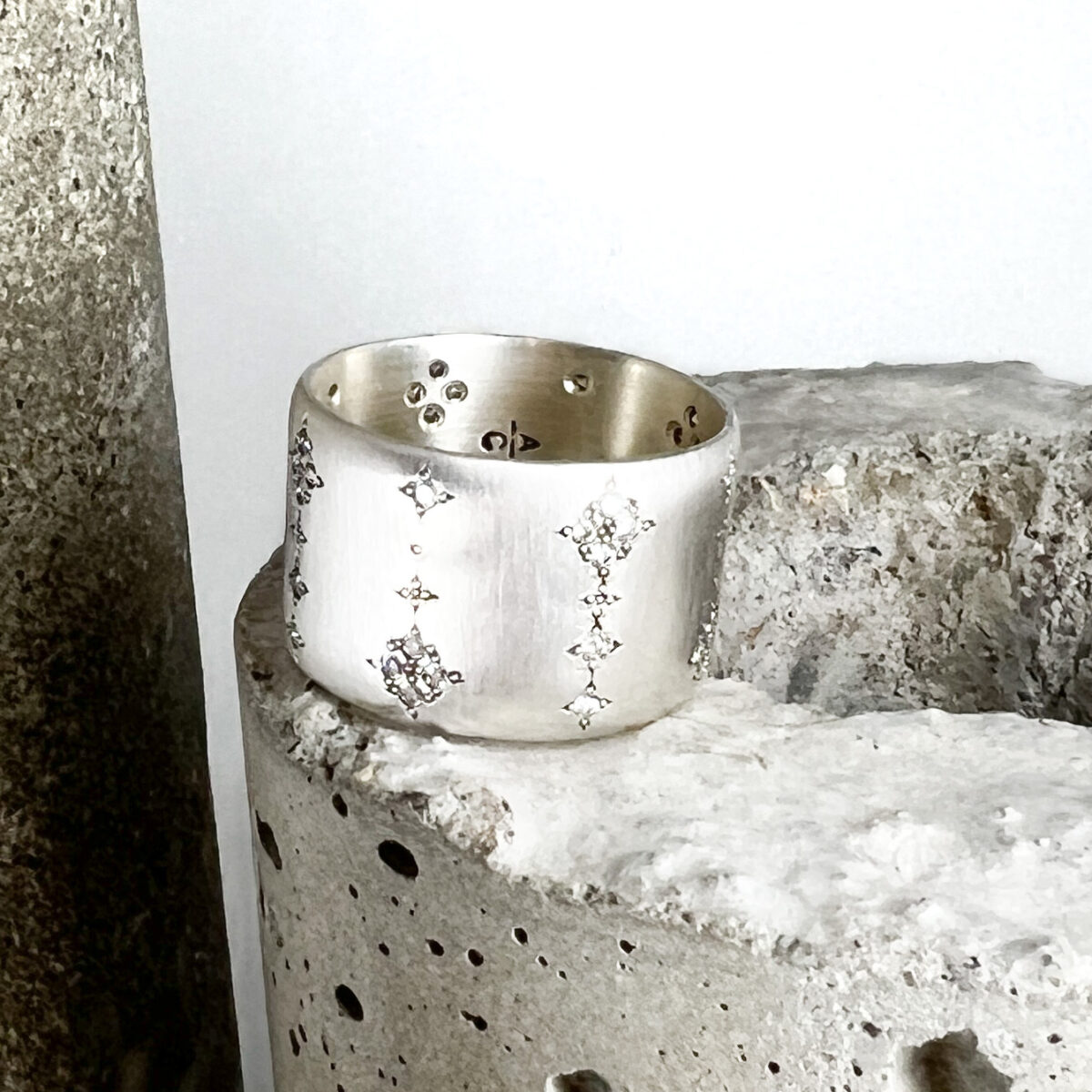 Sterling Silver and Diamond Cigar Band