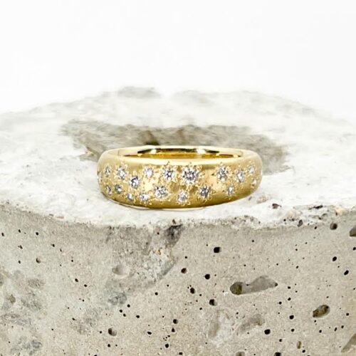 Tapered Multistone Gold and Diamond Band