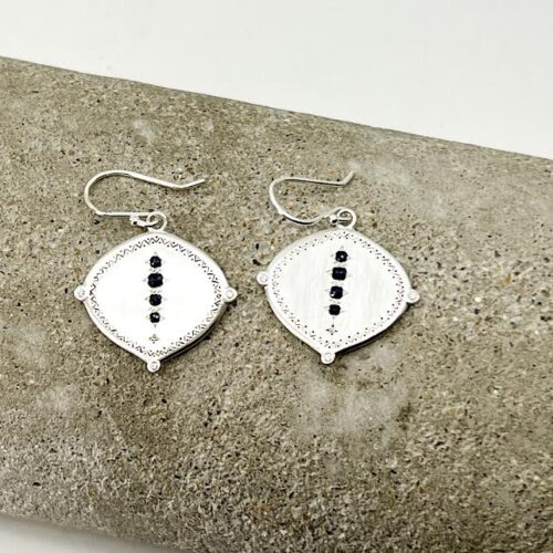 Sterling Silver Sapphire and Diamond Earrings