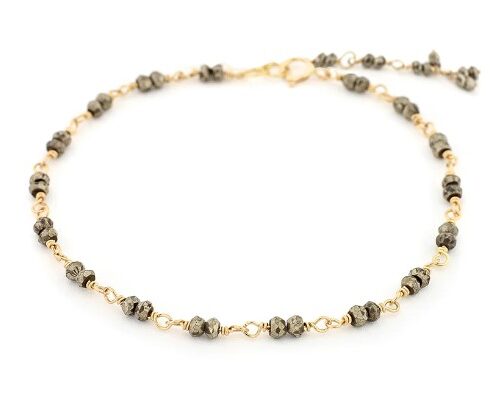 Yellow Gold and Pyrite Hand-tied Bracelet