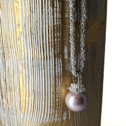 Ming Pearl and Diamond Pendant Necklace
