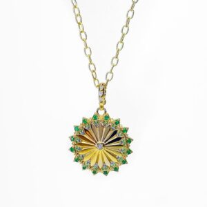 18 karat Yellow Gold, Emerald, Sapphire, Tsavorite Garnet and Diamond Necklace