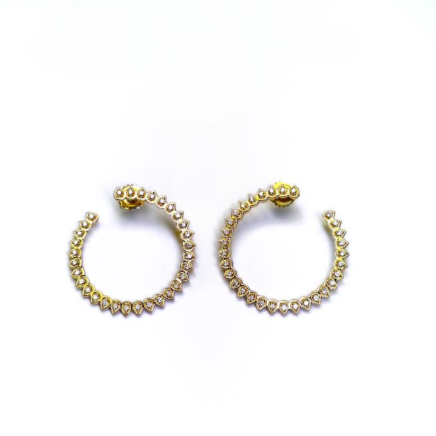 18 karat Yellow Gold and Diamond "Mandala Petal Crescent" Earrings