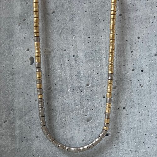 Yellow and White Gold Organic Bead Necklace