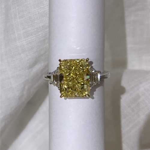 Platinum Yellow Gold and Fancy Yellow Diamond Ring