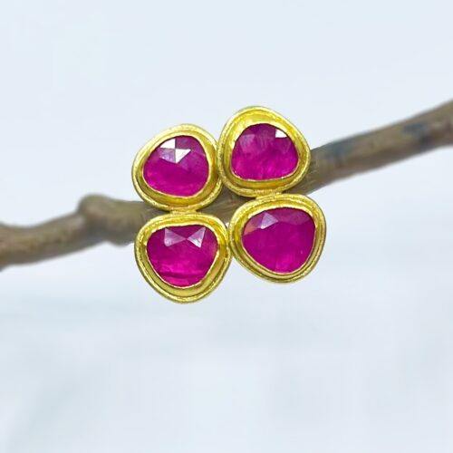 Yellow Gpld and Ruby Stud Earrings