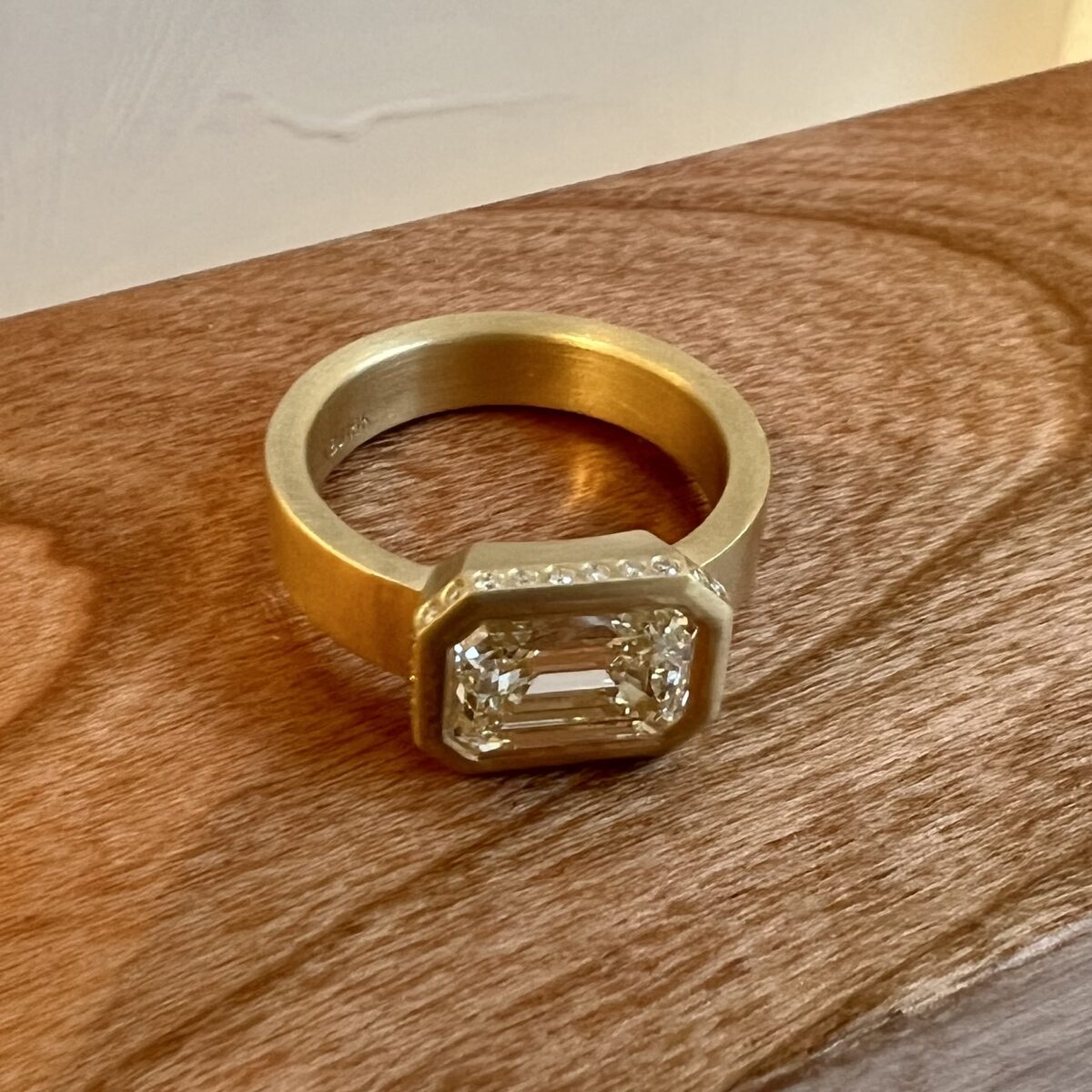 Yellow Gold and Emerald Cut Diamond RIng